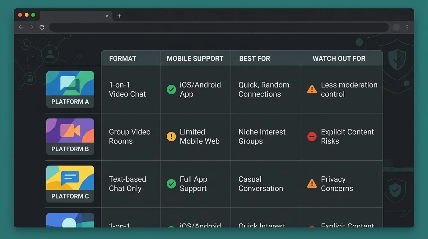 Comparison table visual for sites like Omoggle
