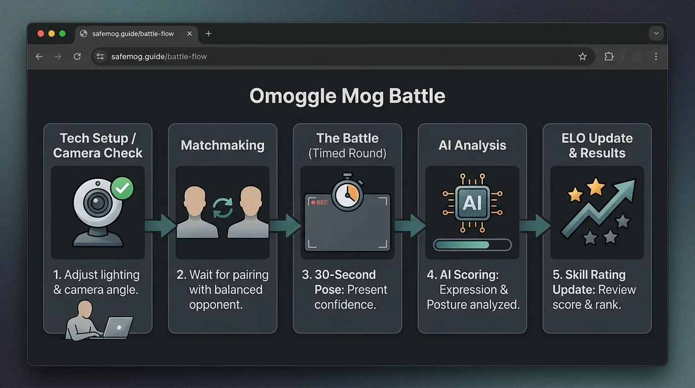 Five step Omoggle mog battle match flow